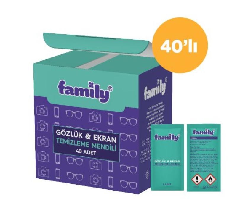 فاميلي مناديل تنظيف النظارات والشاشات العائلية عدد 40