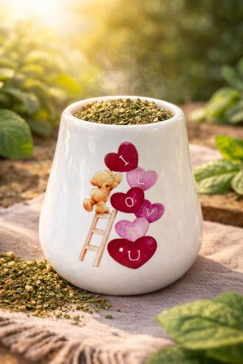 جوزة متة مكتوب عليها i love you