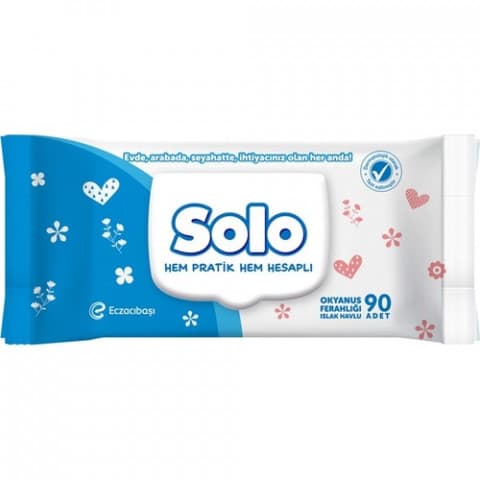  سولو مناديل مبللة منفردة 90 قطعة
