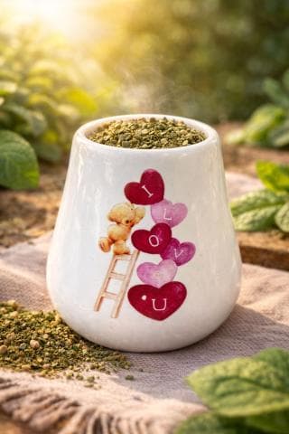 جوزة متة مكتوب عليها i love you