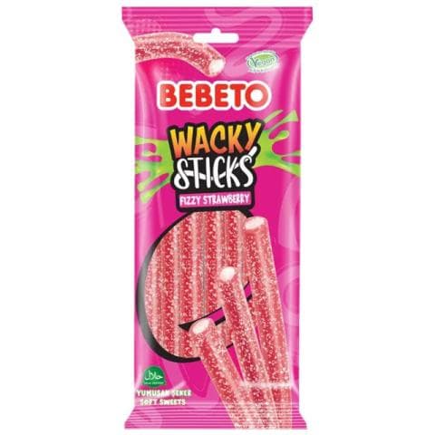 BEBETO WACKY STICKS FIZZY STRAWBERRY 75 G