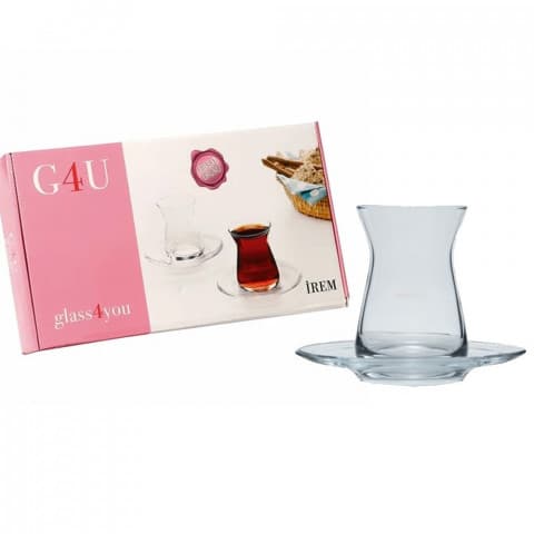 لاف كاسات شاي مع صحن عدد 12